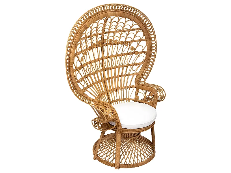 Fauteuil en rotin coloris naturel - L. 115 x P. 70 x H. 150 cm