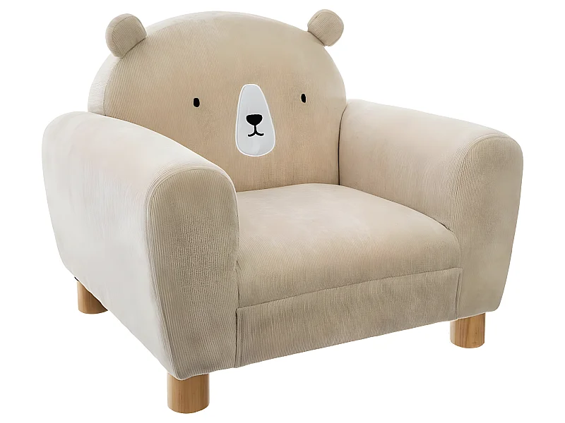 Fauteuil oreilles ours coloris beige - L. 52 x l. 44 x H. 43 cm