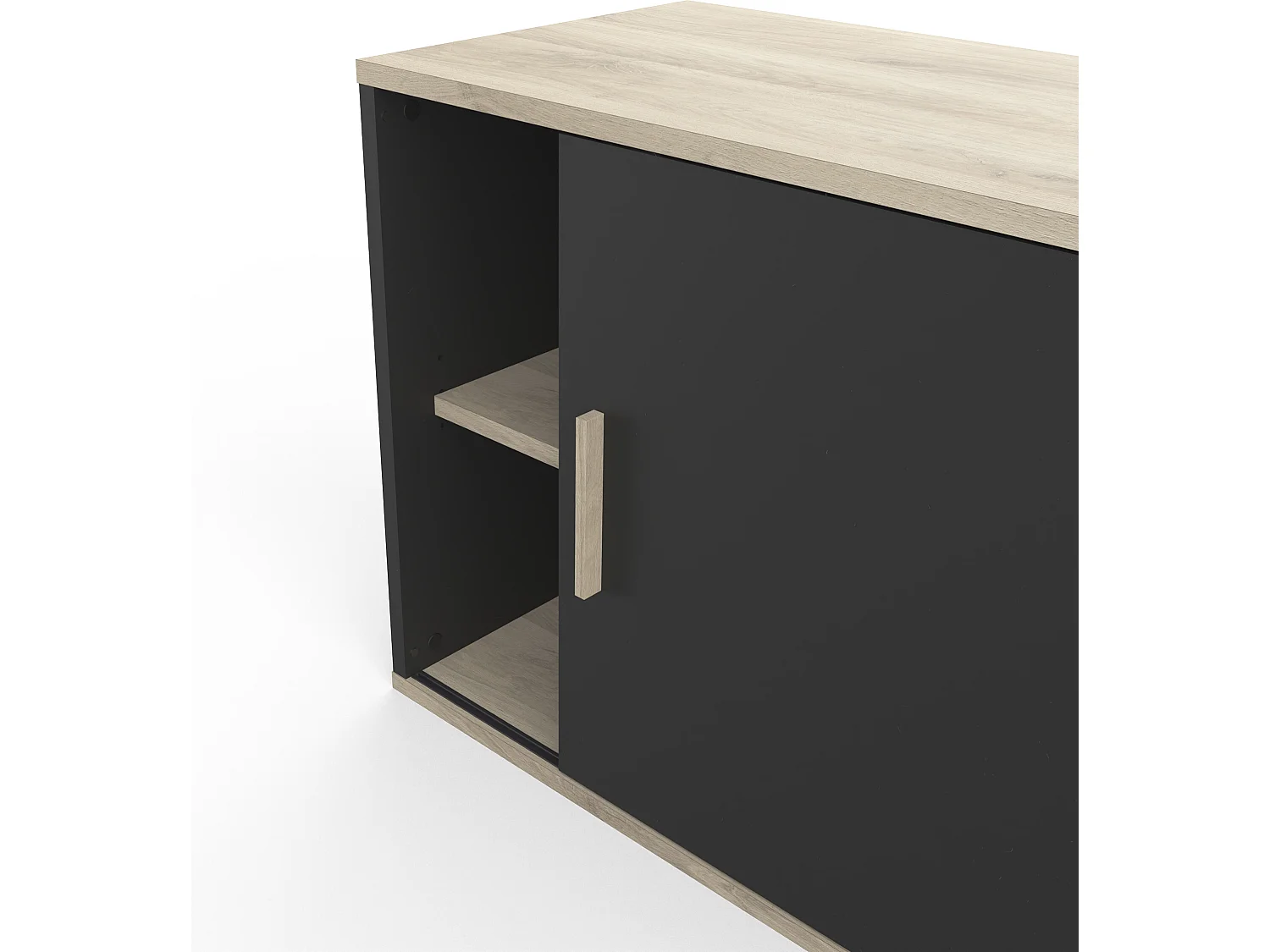 Meuble haut coloris chêne kronberg / noir - longueur 120 x profondeur 39 x hauteur 60 cm