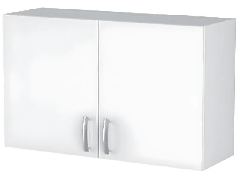 Meuble haut 2 portes coloris blanc, L100 x H60 x P28 cm