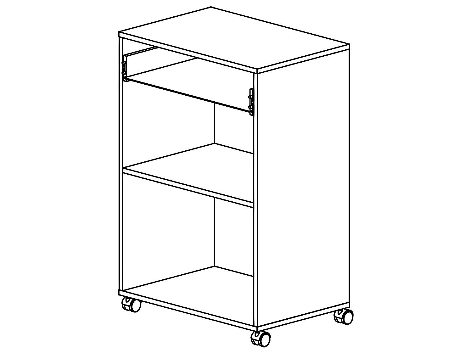 Meuble de cuisine / Desserte pour micro-ondes en Acacia/blanc mat - 59,6 x 88,3 x 41,2 cm