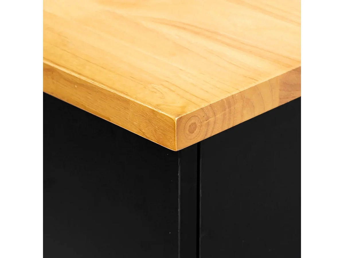 Ilot de cuisine, Meuble de cuisine en bois coloris noir, naturel - Longueur 108 x Profondeur 89 x Hauteur 60 cm