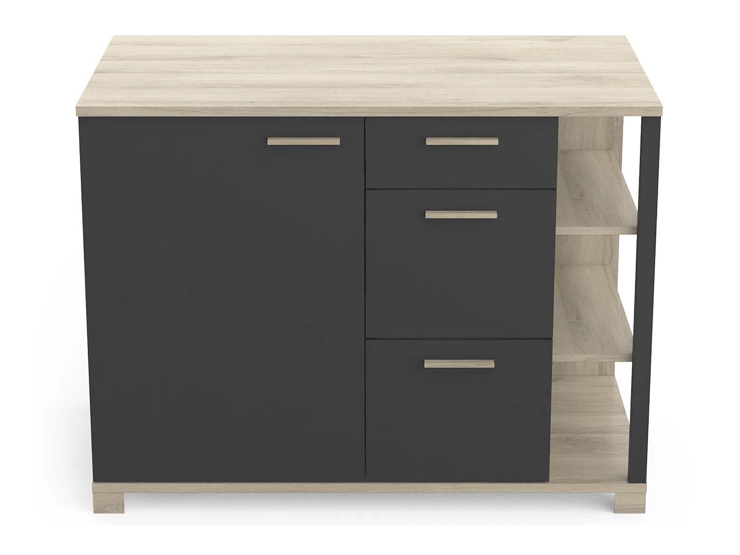 Meuble bas coloris chêne kronberg / noir - longueur 120 x profondeur 60 x hauteur 90 cm