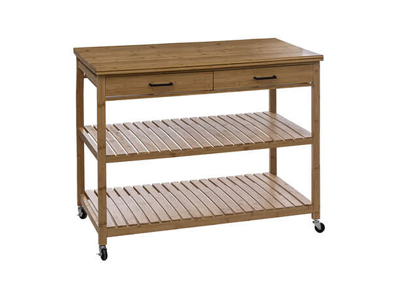 Ilot de cuisine, Meuble de cuisine en bois coloris naturel - longueur 90 x Profondeur 60 x Hauteur 108 cm
