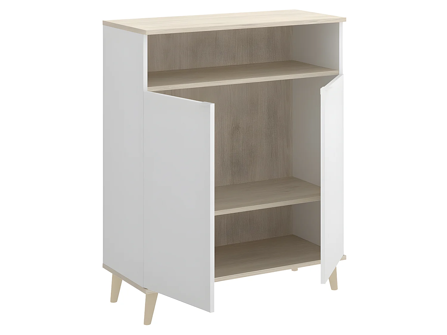Buffet Meuble de cuisine coloris blanc/naturel - Longueur 79 x Profondeur 40 x Hauteur 102 cm