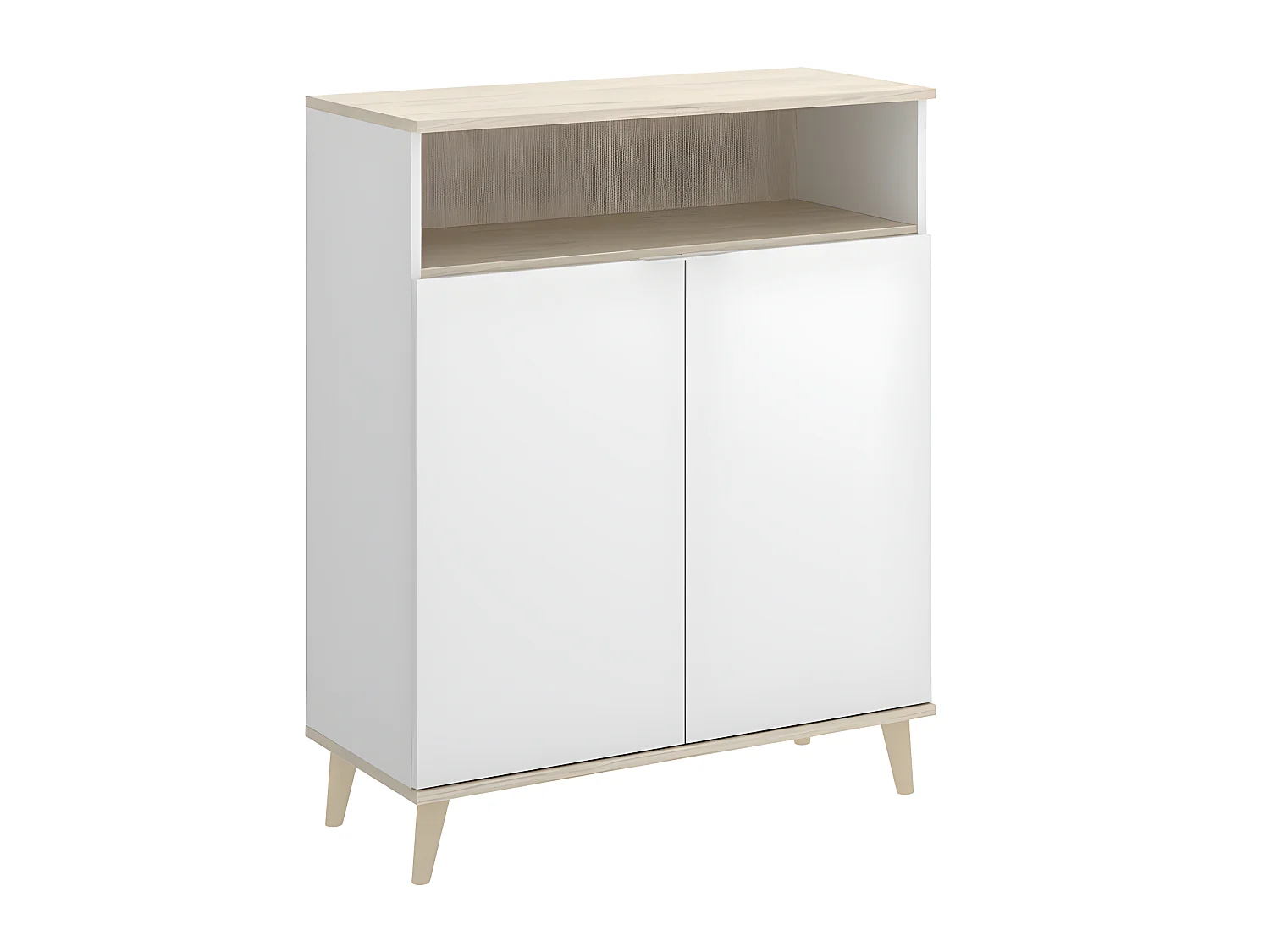 Buffet Meuble de cuisine coloris blanc/naturel - Longueur 79 x Profondeur 40 x Hauteur 102 cm
