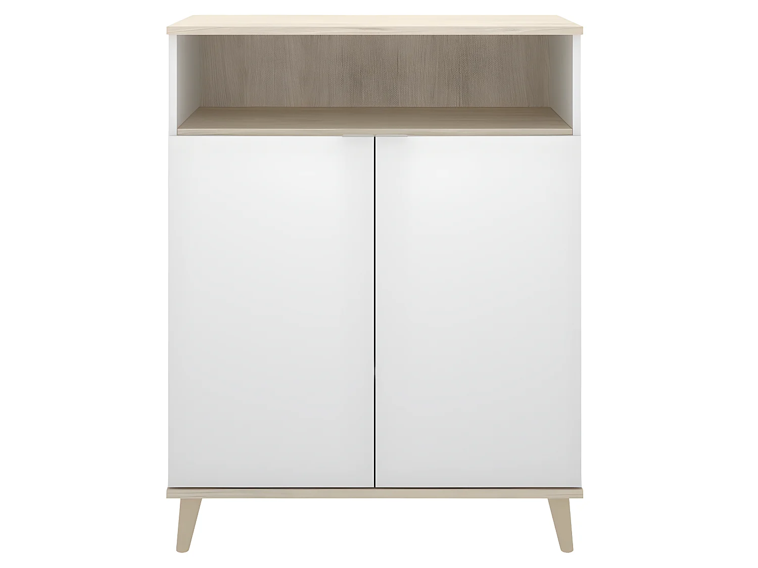 Buffet Meuble de cuisine coloris blanc/naturel - Longueur 79 x Profondeur 40 x Hauteur 102 cm