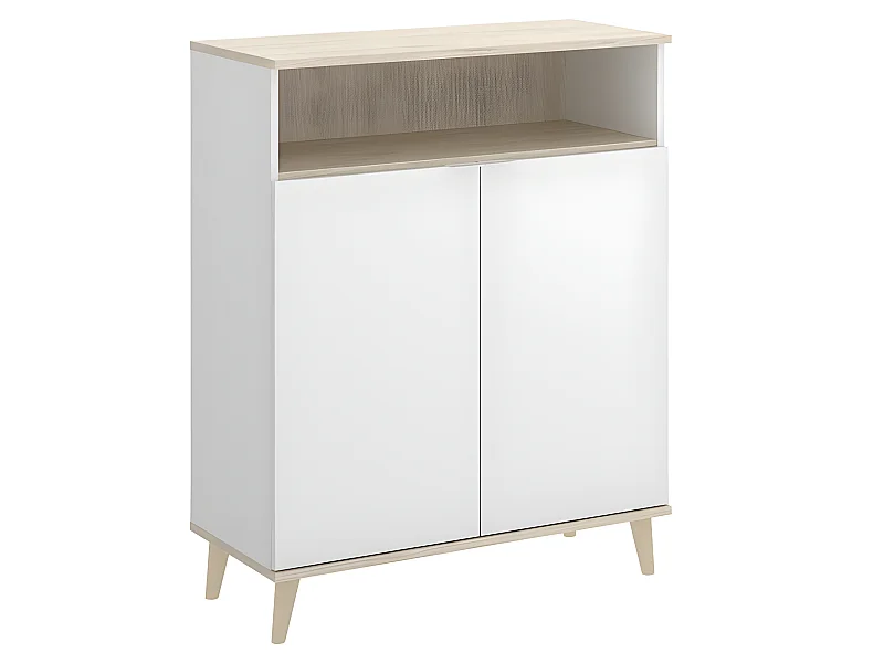 Buffet Meuble de cuisine coloris blanc/naturel - Longueur 79 x Profondeur 40 x Hauteur 102 cm