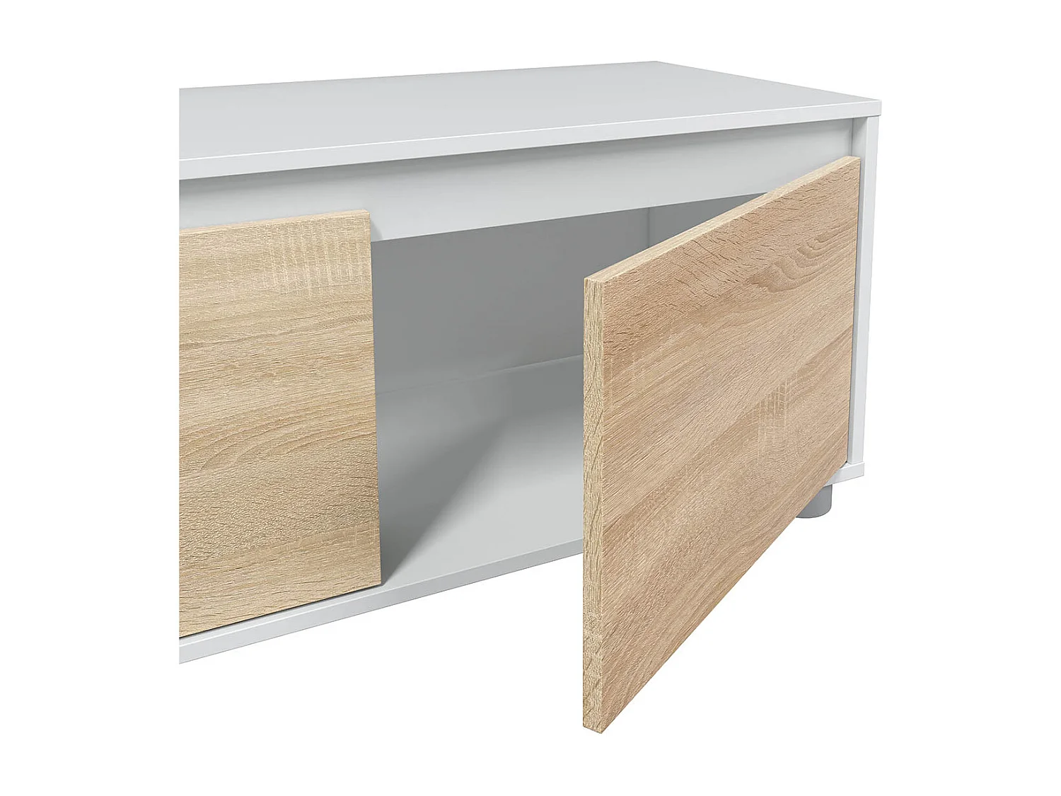 Ensemble TV en panneaux de particules blanc et imitation chêne