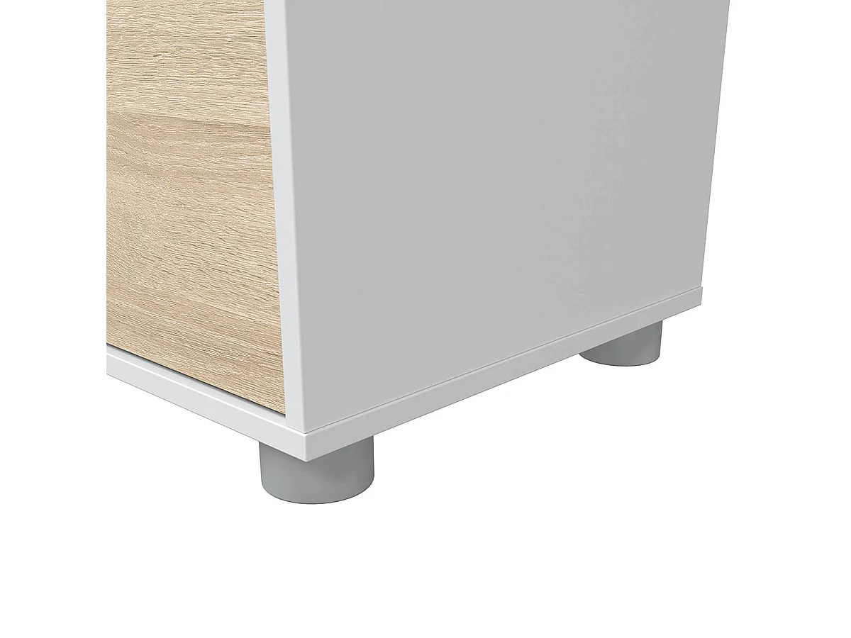 Ensemble TV en panneaux de particules blanc et imitation chêne