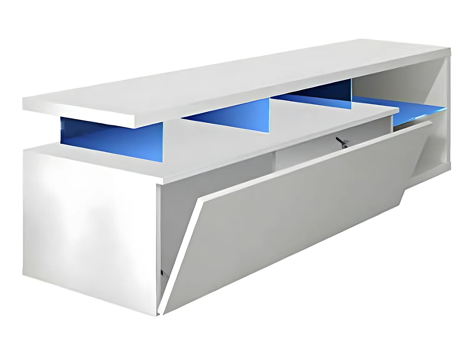 Meuble TV avec LED coloris Blanc brillant - 43 x 150 x 41 cm