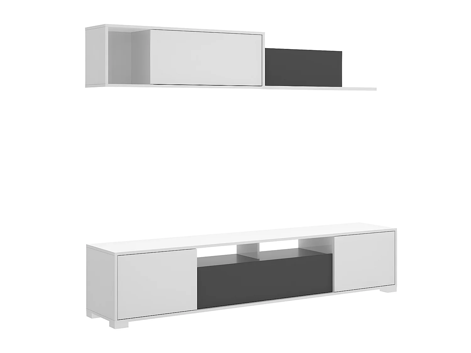 Ensemble séjour de 3 éléments coloris blanc brillant/graphite