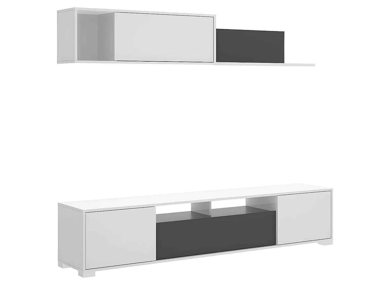 Ensemble séjour de 3 éléments coloris blanc brillant/graphite