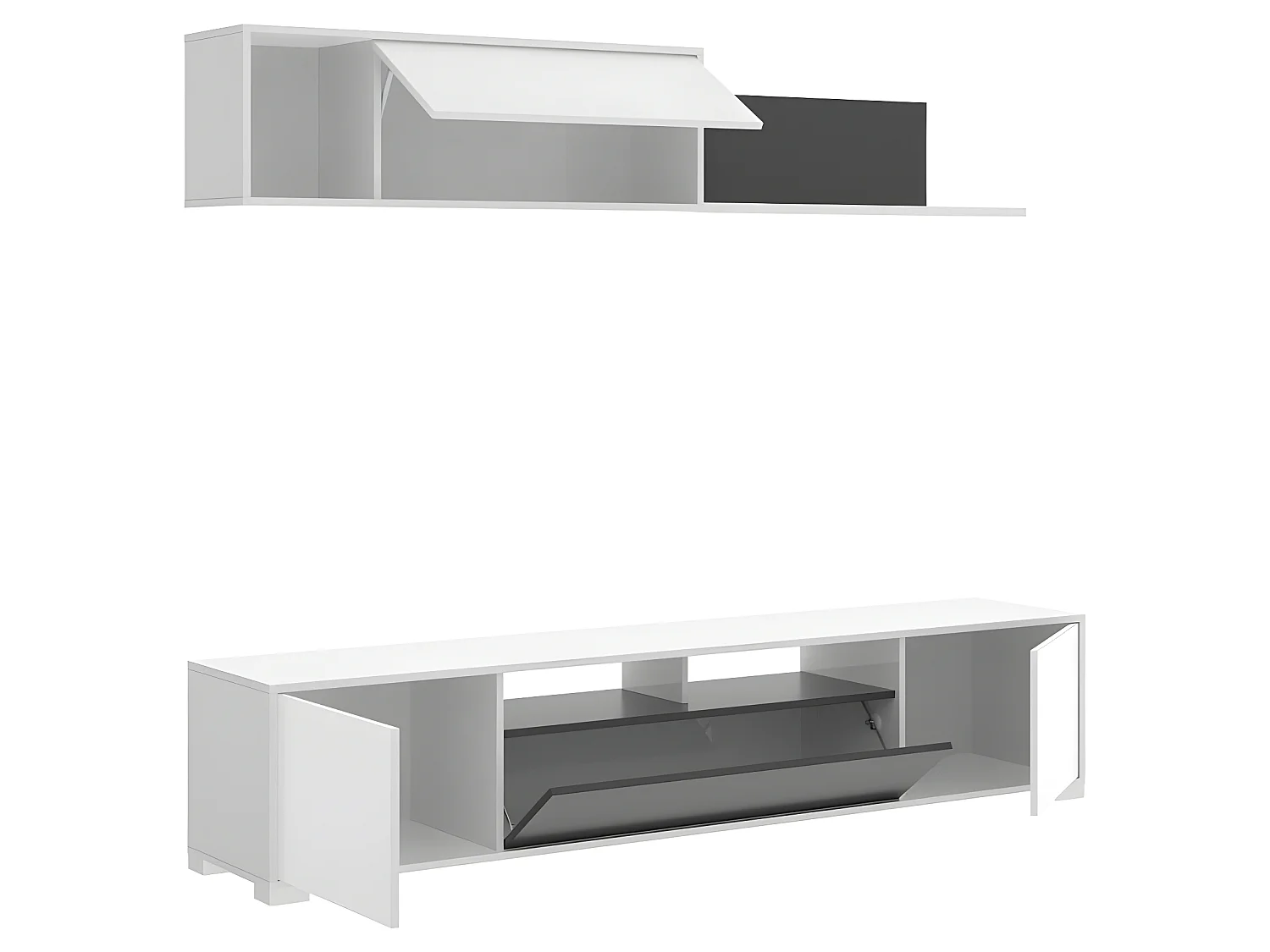 Ensemble séjour de 3 éléments coloris blanc brillant/graphite