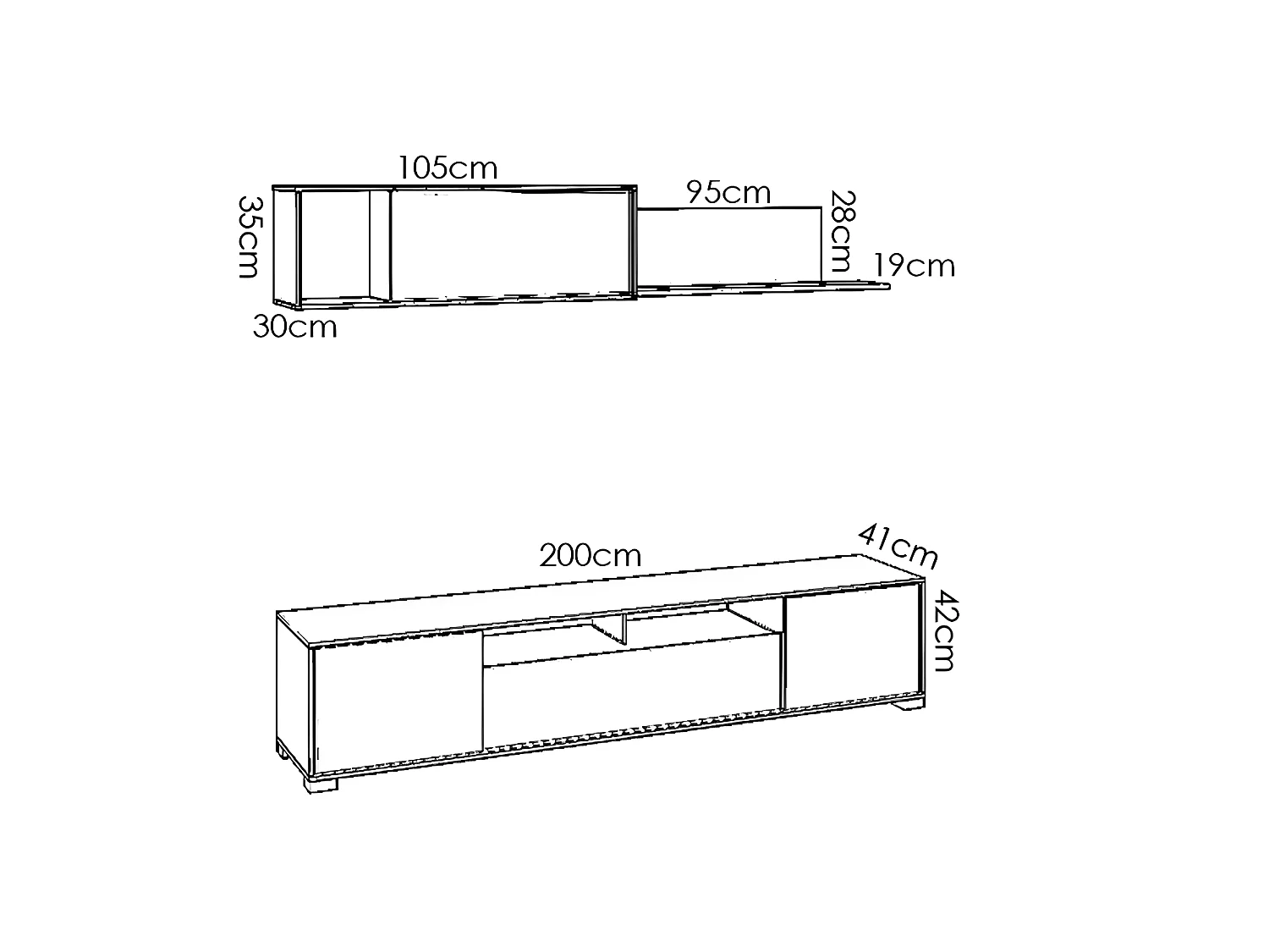 Ensemble séjour de 3 éléments coloris blanc brillant/graphite