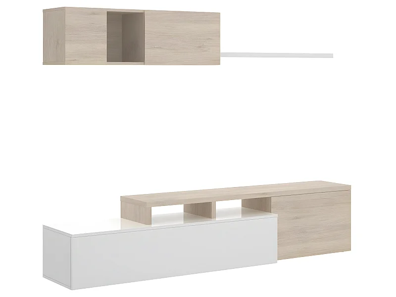 Ensemble séjour de 3 éléments coloris blanc brillant/naturel