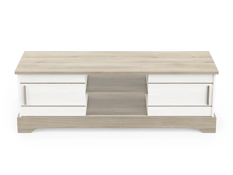 Banc TV coloris chêne kronberg / blanc - longueur 150 x profondeur 45 x hauteur 50 cm