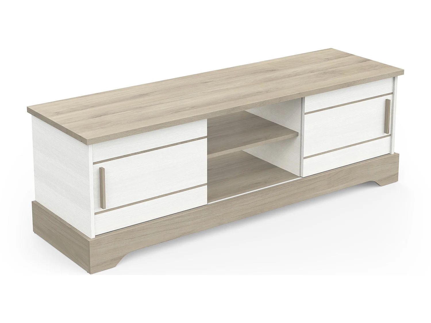 Banc TV coloris chêne kronberg / blanc - longueur 150 x profondeur 45 x hauteur 50 cm