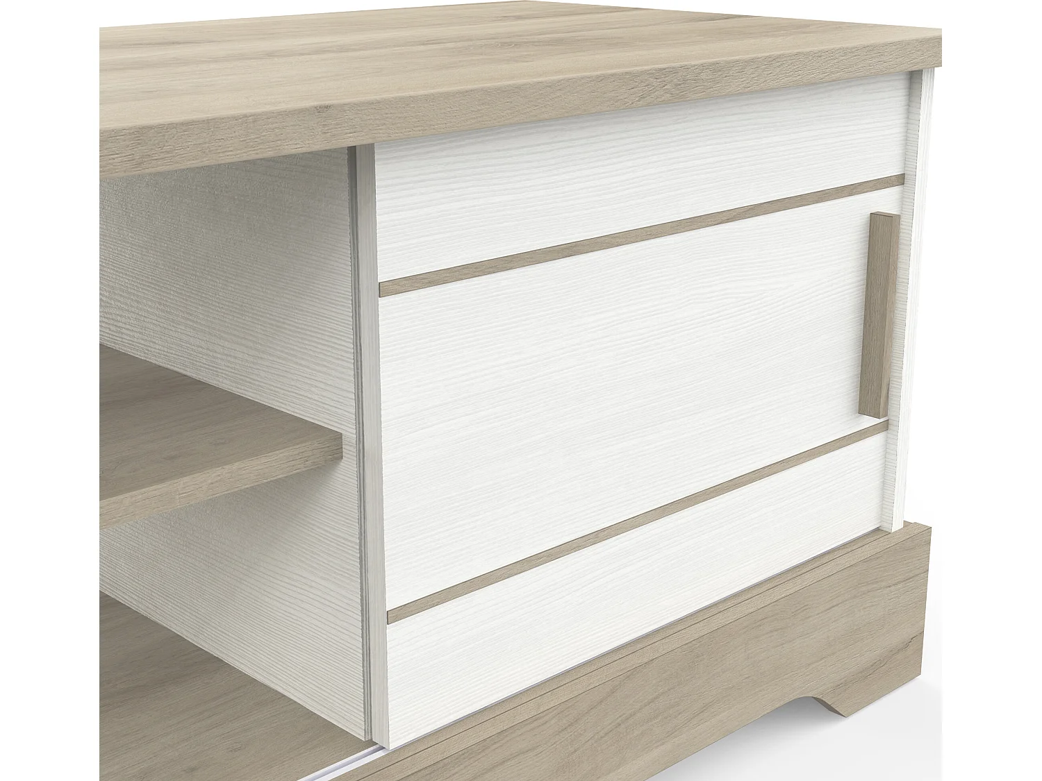 Banc TV coloris chêne kronberg / blanc - longueur 150 x profondeur 45 x hauteur 50 cm