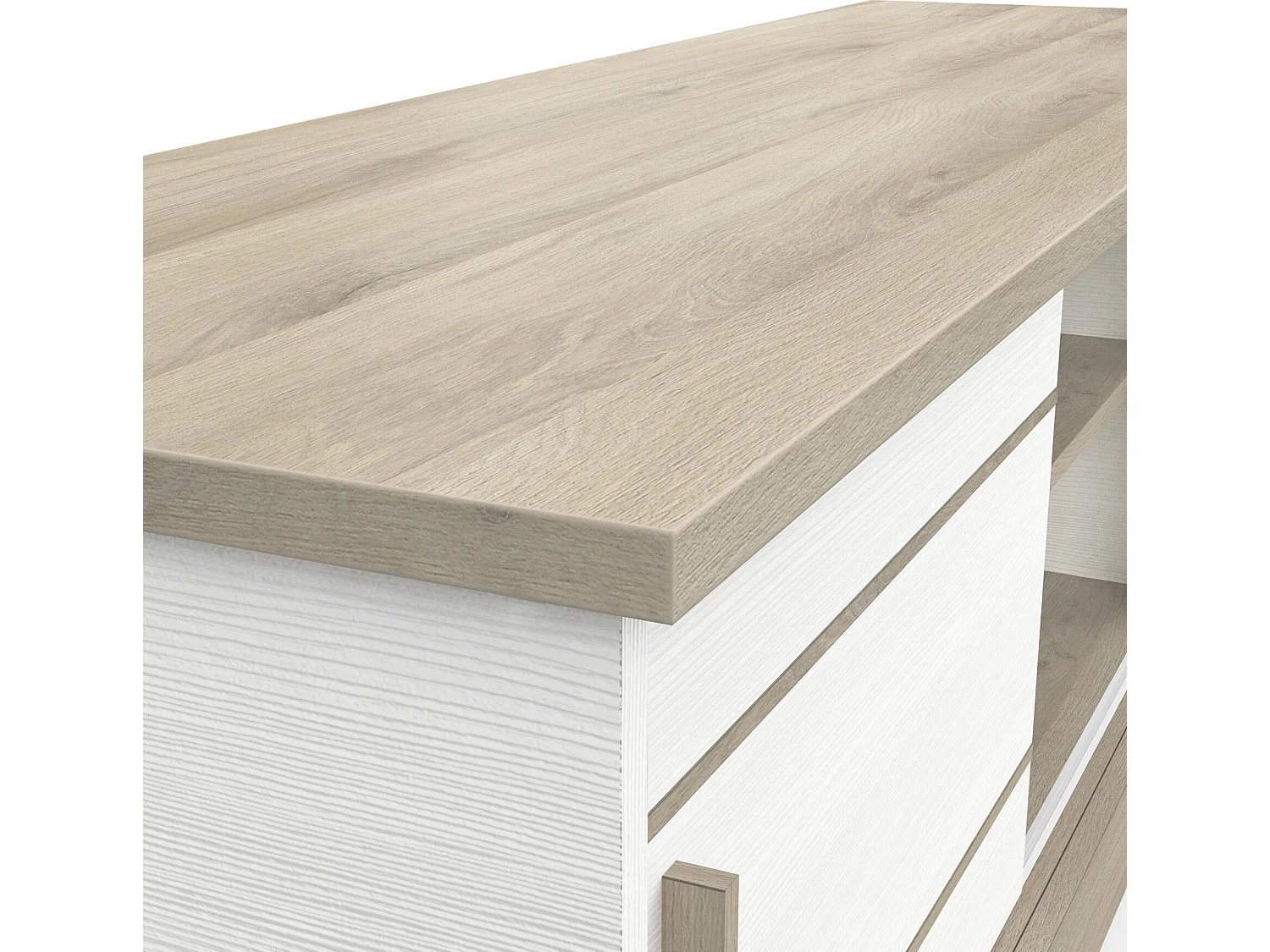 Banc TV coloris chêne kronberg / blanc - longueur 150 x profondeur 45 x hauteur 50 cm