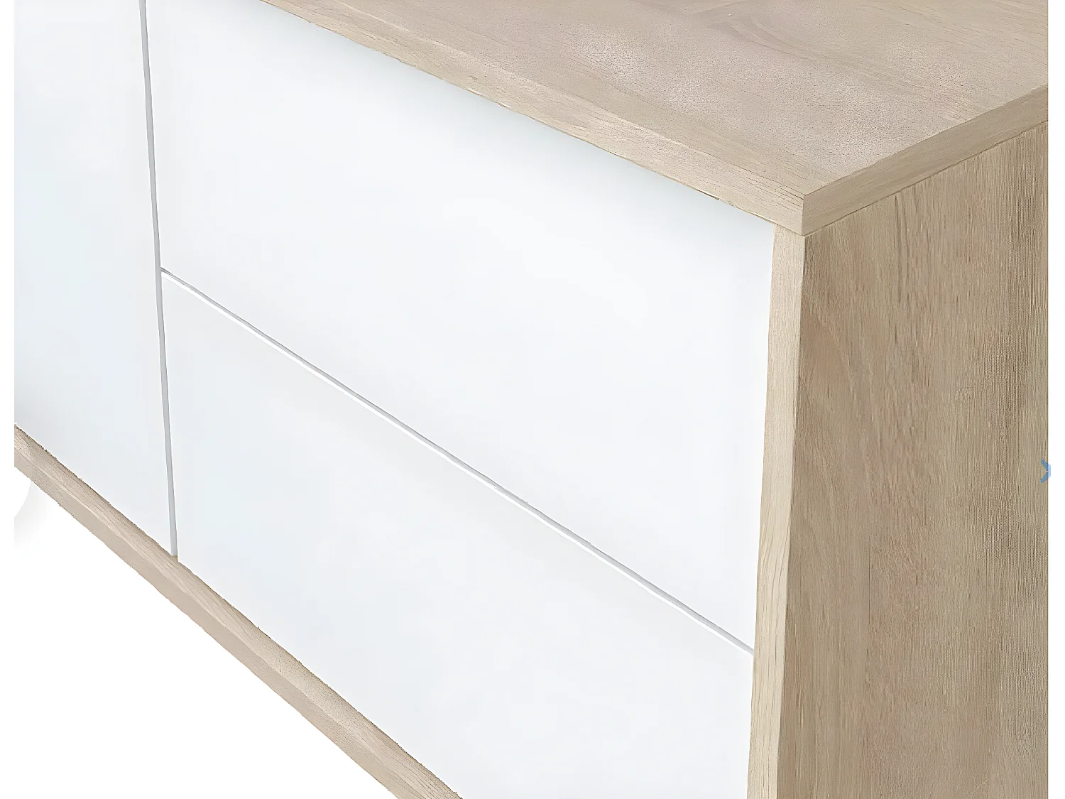 Meuble TV avec 2 portes et 2 tiroirs coloris chêne canadien / blanc artic - Longueur 47 x Hauteur 130 x Profondeur 41 cm