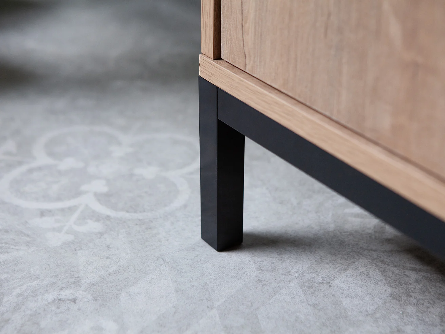 Meuble TV Buffet coloris chêne doré/effet marbre - Longueur 180 x Profondeur 40 x Hauteur 50 cm