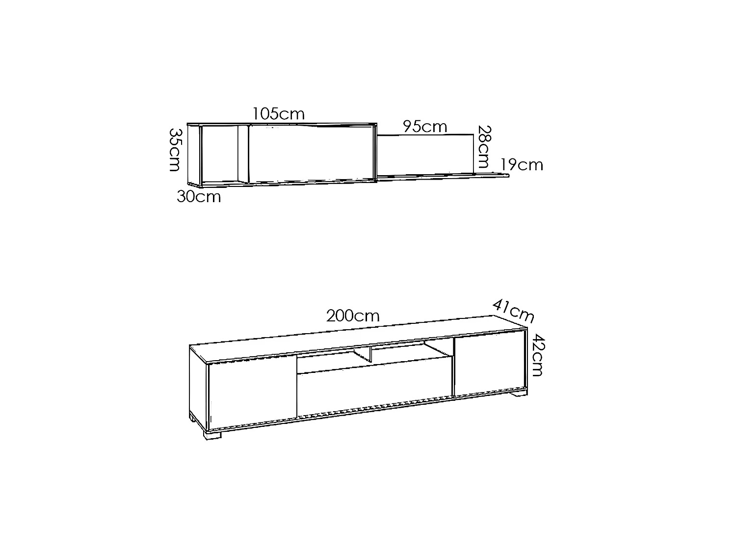 Ensemble séjour de 3 éléments coloris blanc brillant/naturel