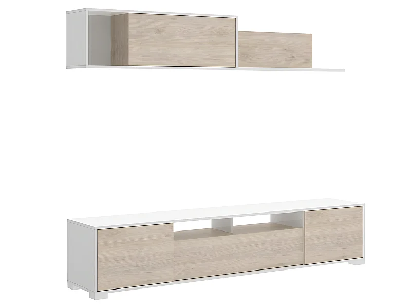 Ensemble séjour de 3 éléments coloris blanc brillant/naturel