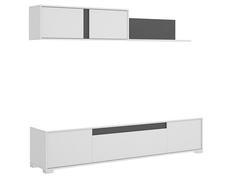 Meuble TV Avec Éclairage LED - 3 Compartiments De Rangement - Panneau De Particules (MDF) - 180 X 35