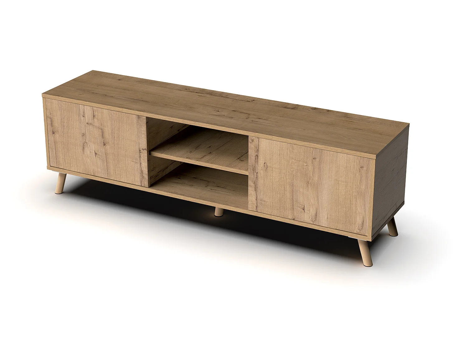 Meuble TV coloris chêne doré - Hauteur 50 x Longueur 160 x Profondeur 40 cm