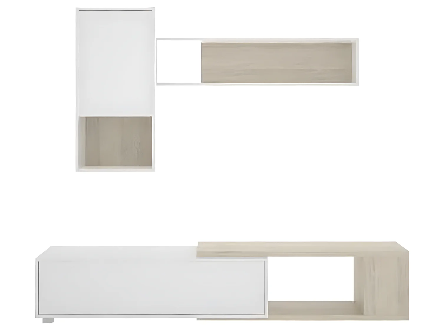 Ensemble séjour de 3 éléments coloris Blanc Brillant /naturel