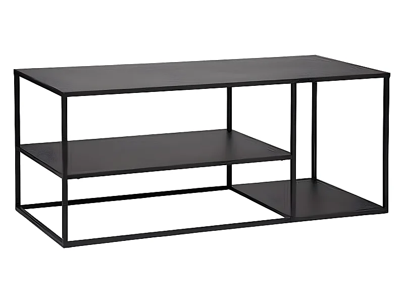 Meuble TV en acier coloris noir - Longueur 120 x Profondeur 50 x Hauteur 50 cm