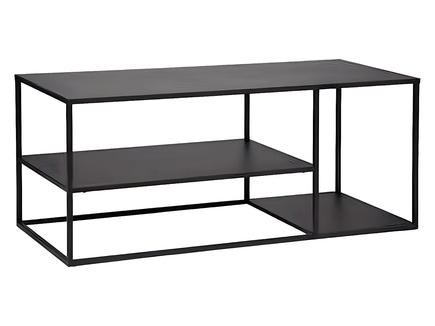 Meuble TV en acier coloris noir - Longueur 120 x Profondeur 50 x Hauteur 50 cm