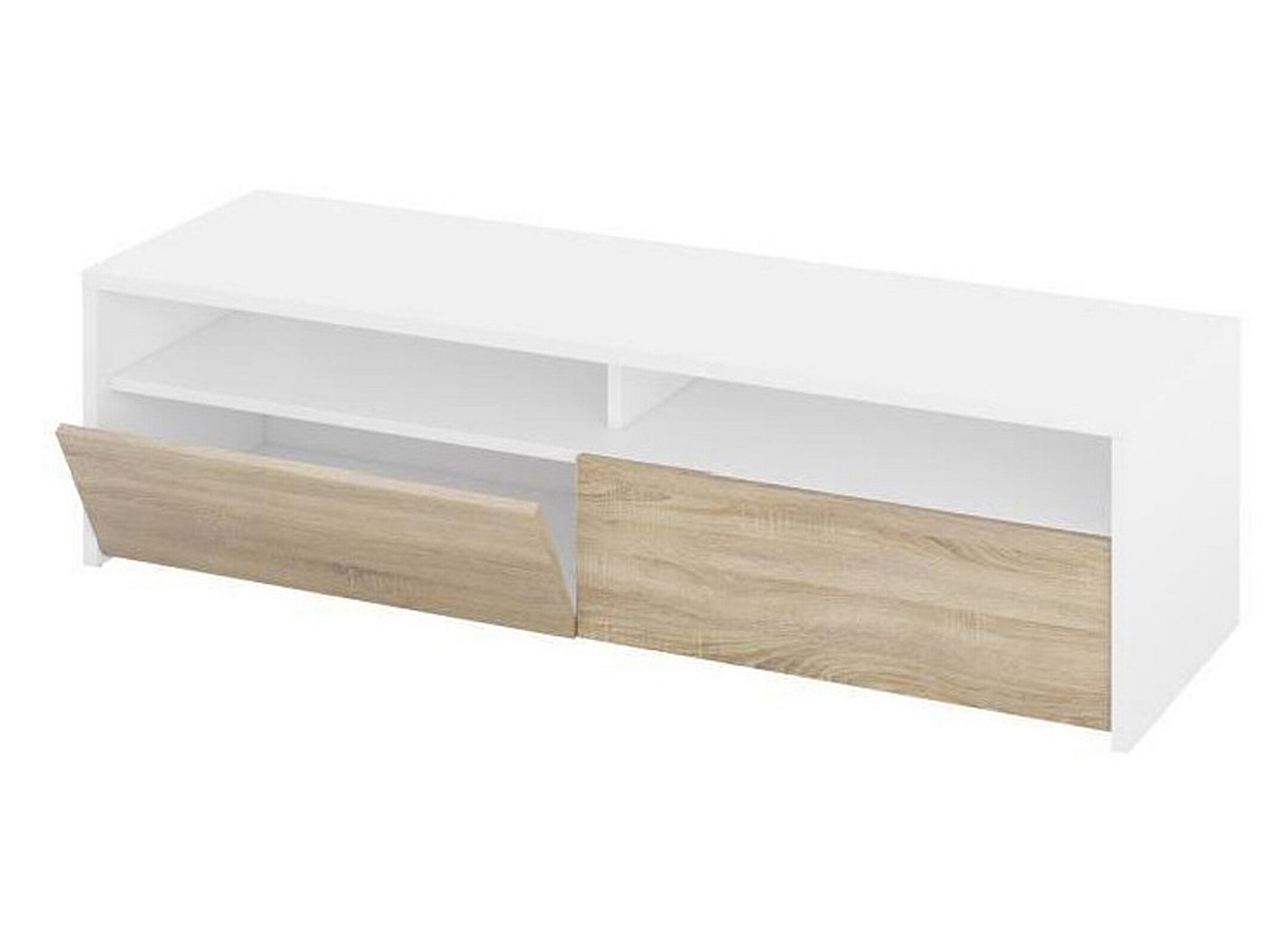 meuble tv blanc laque et chêne blanchi, de marque Alinea