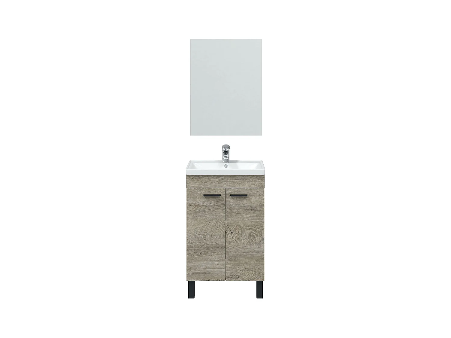 Meuble salle de bain Sous-Vasque 50 cm + Miroir coloris Alaska chêne à nœuds - Longueur 50 x Hauteur 80 x Profondeur 40 cm