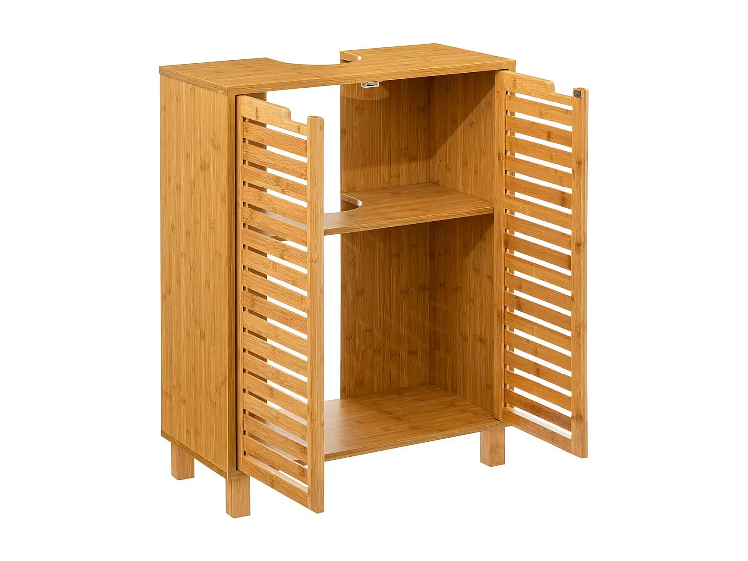 Meuble lavabo en bambou - Dim : L. 60 x P. 28 x H. 80 cm