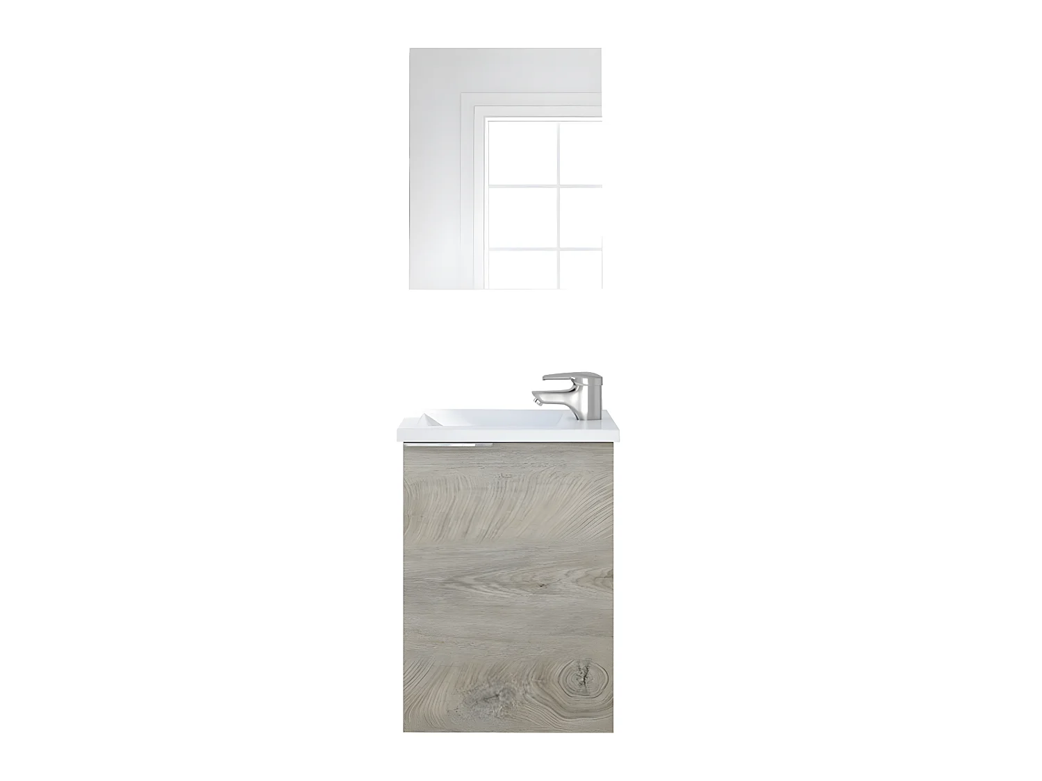 Meuble salle de bain Suspendu + Miroir coloris Alaska chêne à nœuds - Hauteur 58 x Longueur 40 x Profondeur 22 cm
