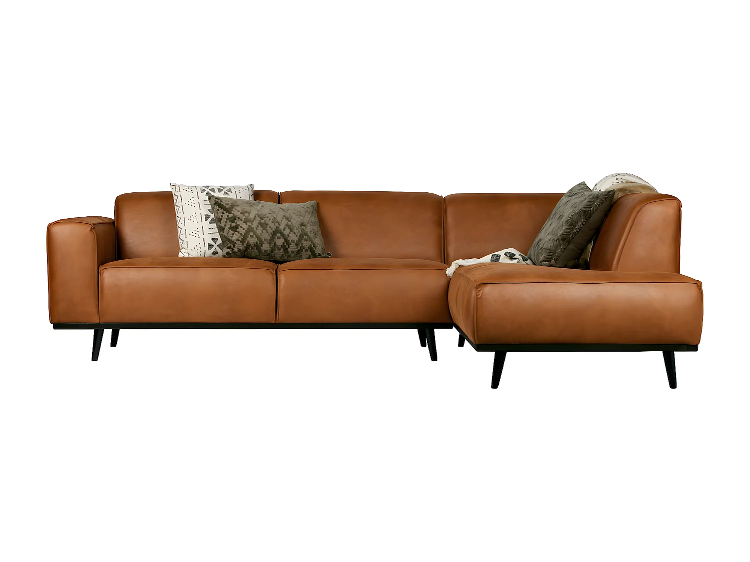 STATEMENT - Divano angolare a 4 posti in ecopelle, liscio cognac