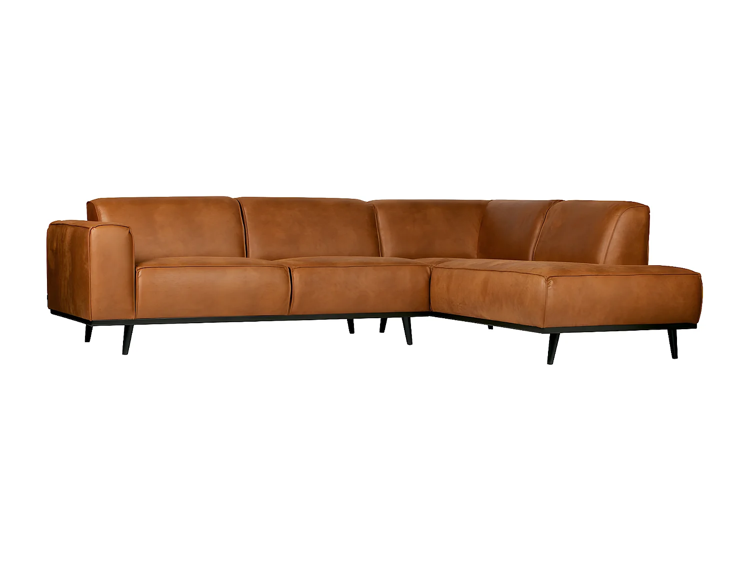 STATEMENT - Divano angolare a 4 posti in ecopelle, liscio cognac