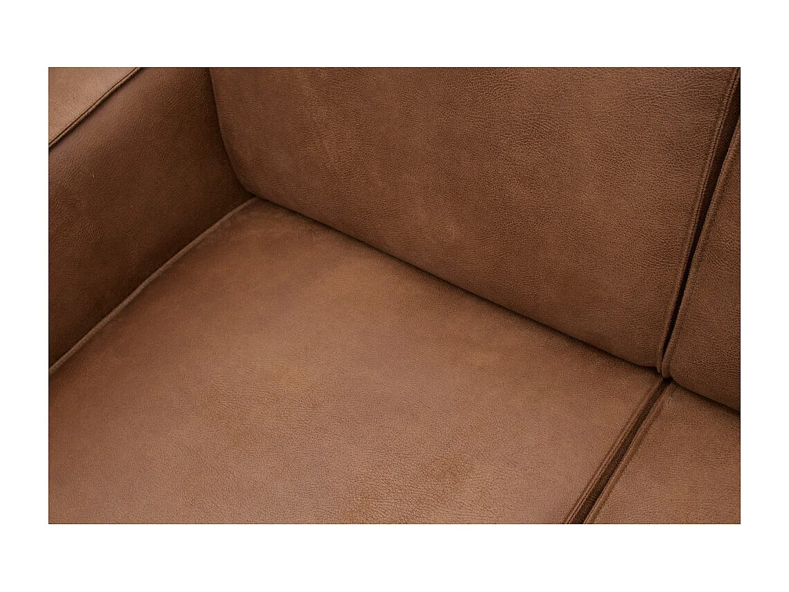 Statement - Canapé d'angle droit 3 à 4 places en similicuir et pieds inclinés - Cognac