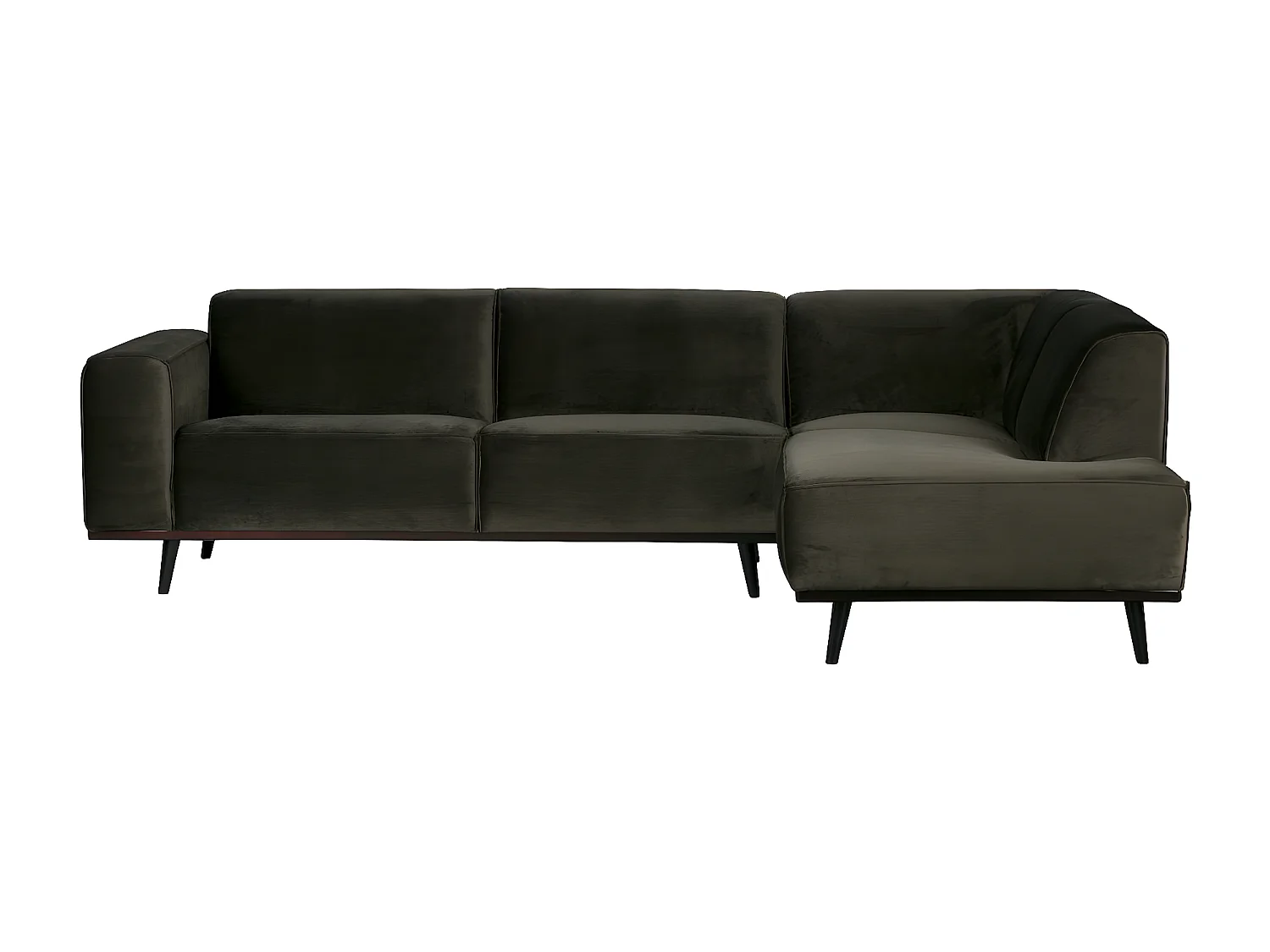 STATEMENT - Canapé d'angle droit 4 places en velours vert kaki