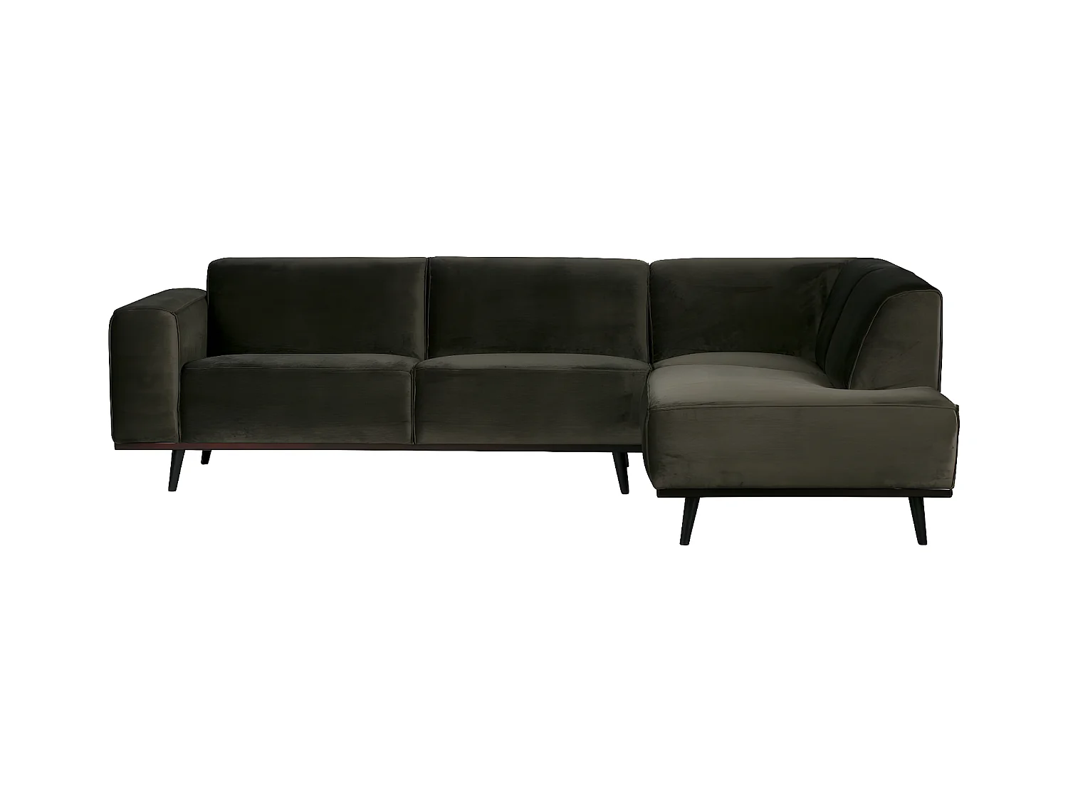 STATEMENT - Canapé d'angle droit 4 places en velours vert kaki