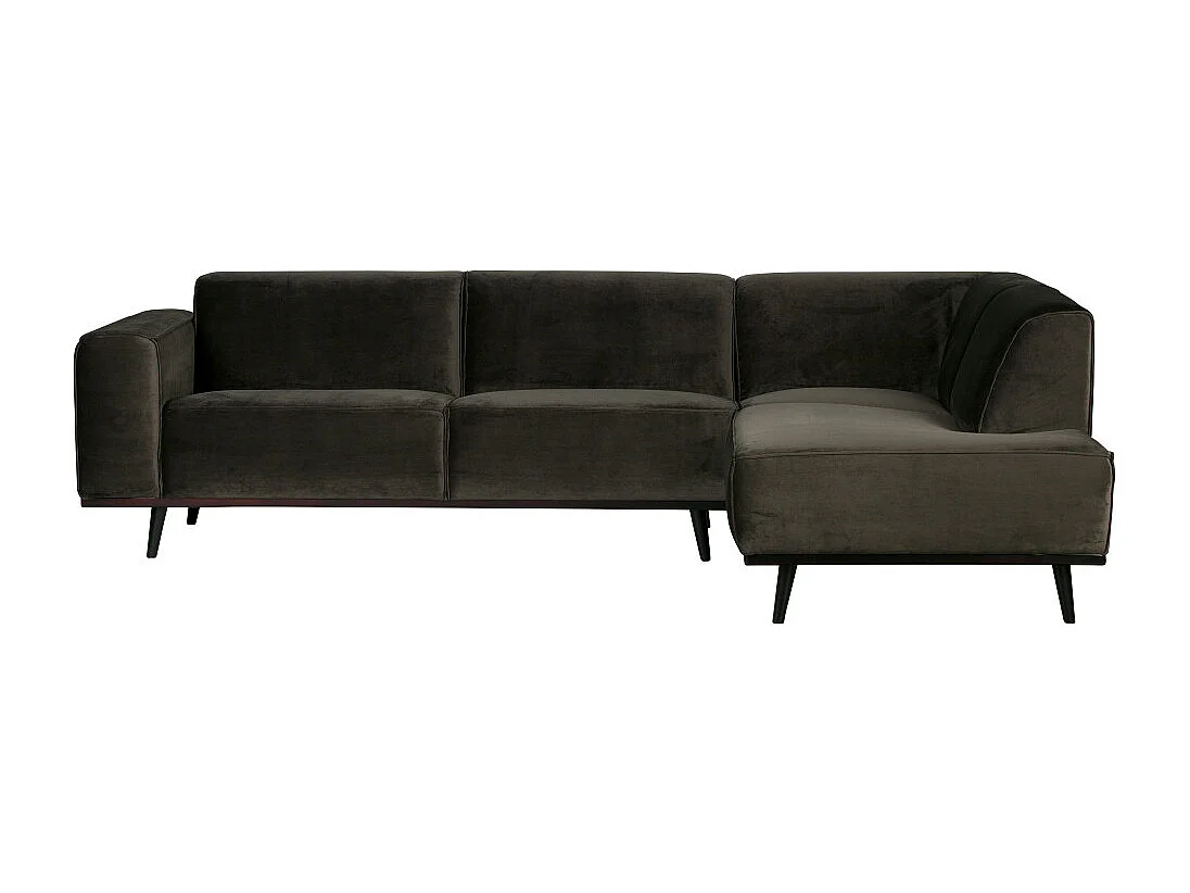 Statement - Canapé d'angle droit velours - Couleur - Vert kaki