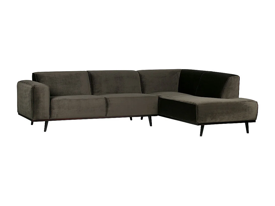 Statement - Canapé d'angle droit velours - Couleur - Vert kaki