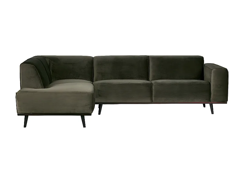 STATEMENT - Sofá esquinero izquierdo de 4 plazas en terciopelo verde cálido