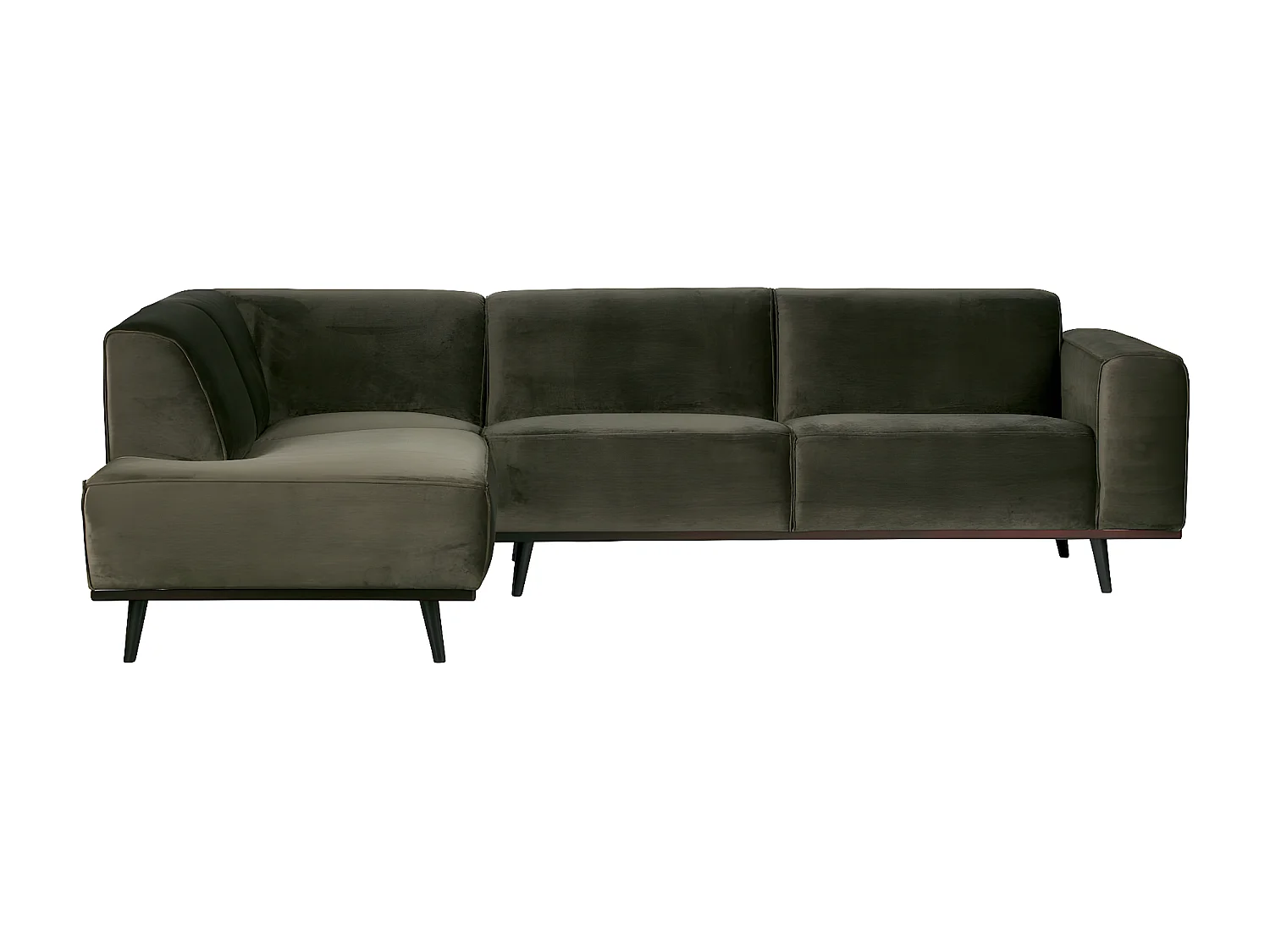 STATEMENT - Canapé d'angle gauche 4 places en velours kaki