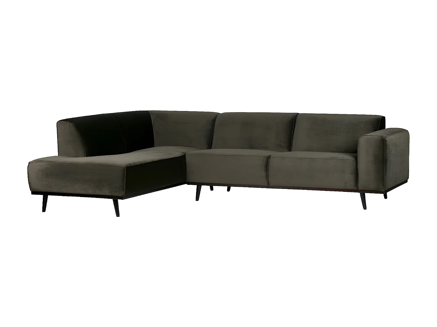 STATEMENT - Divano angolare sinistro a 4 posti in velluto verde caldo