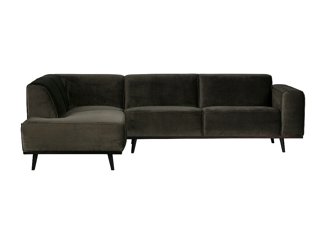 Statement - Canapé d'angle gauche velours - Couleur - Vert kaki