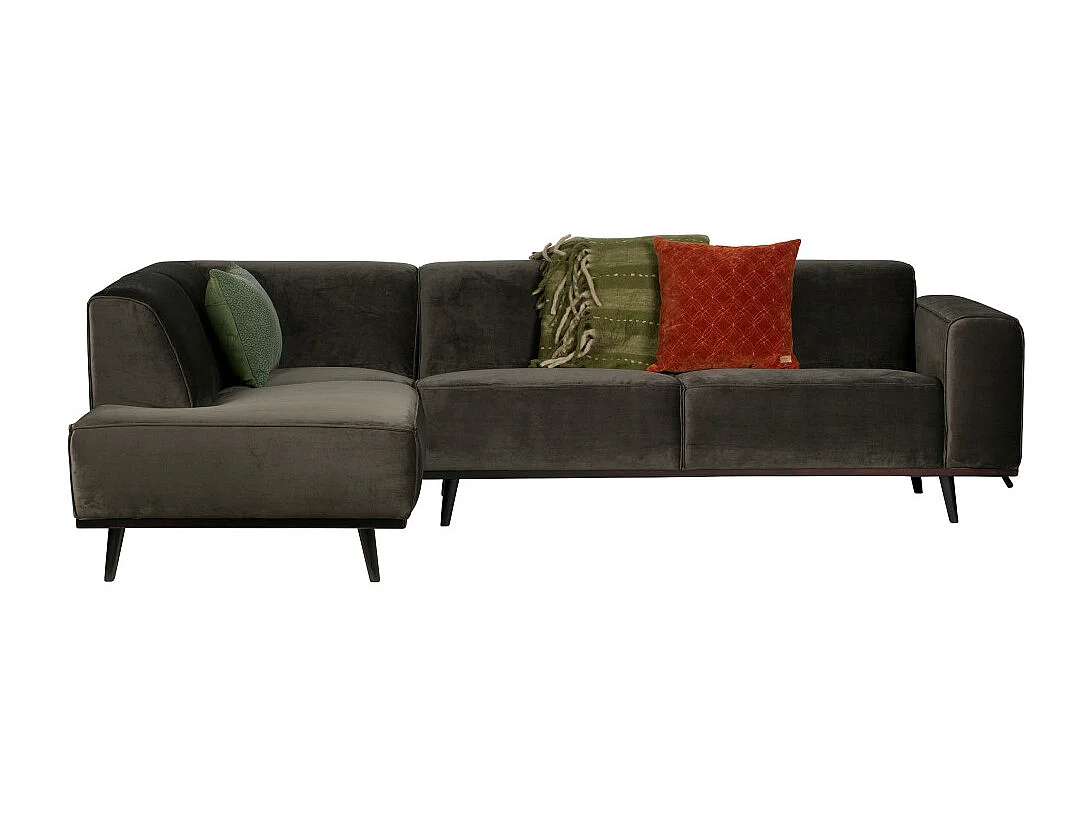 Statement - Canapé d'angle gauche velours - Couleur - Vert kaki