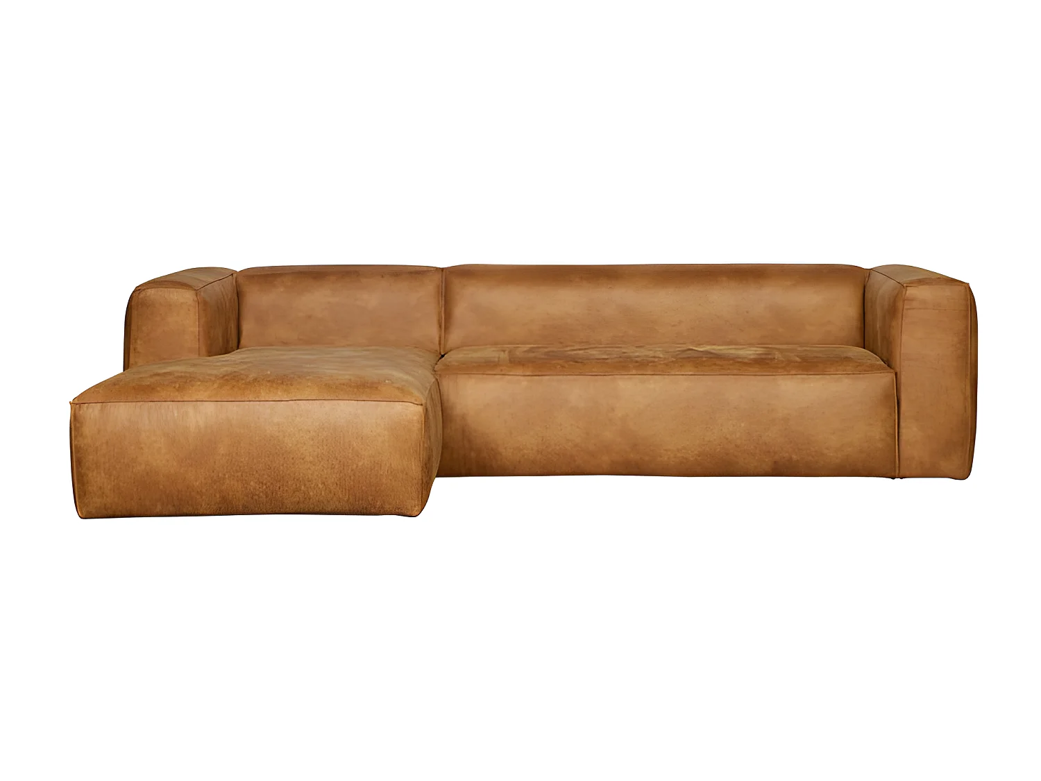 BEAN - Canapé d'angle gauche 5 places en cuir recyclé marron L305 cm